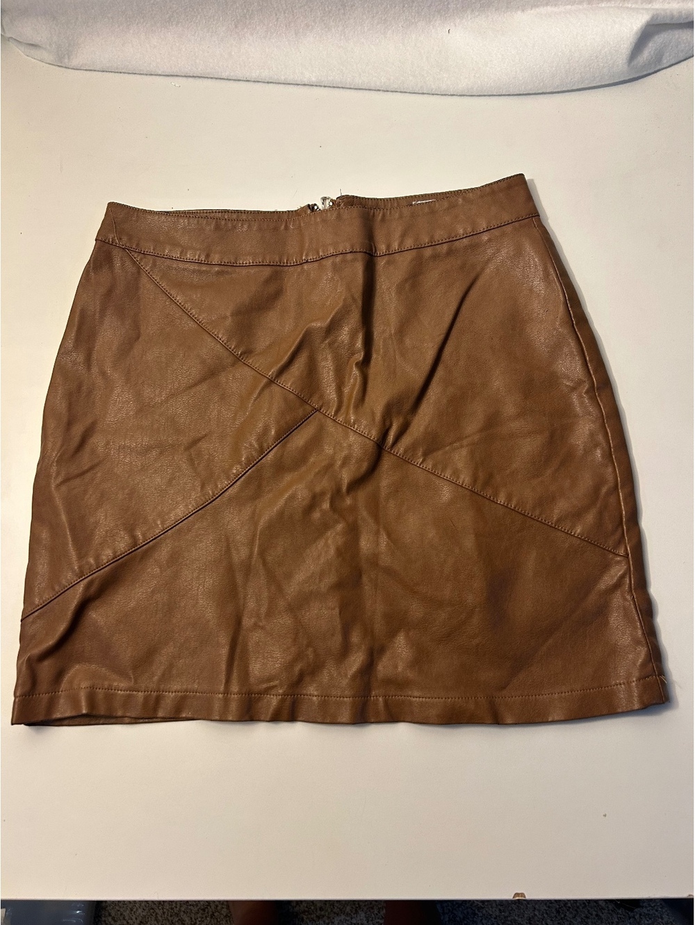 Zeagoo Faux Leather Tan Skirt